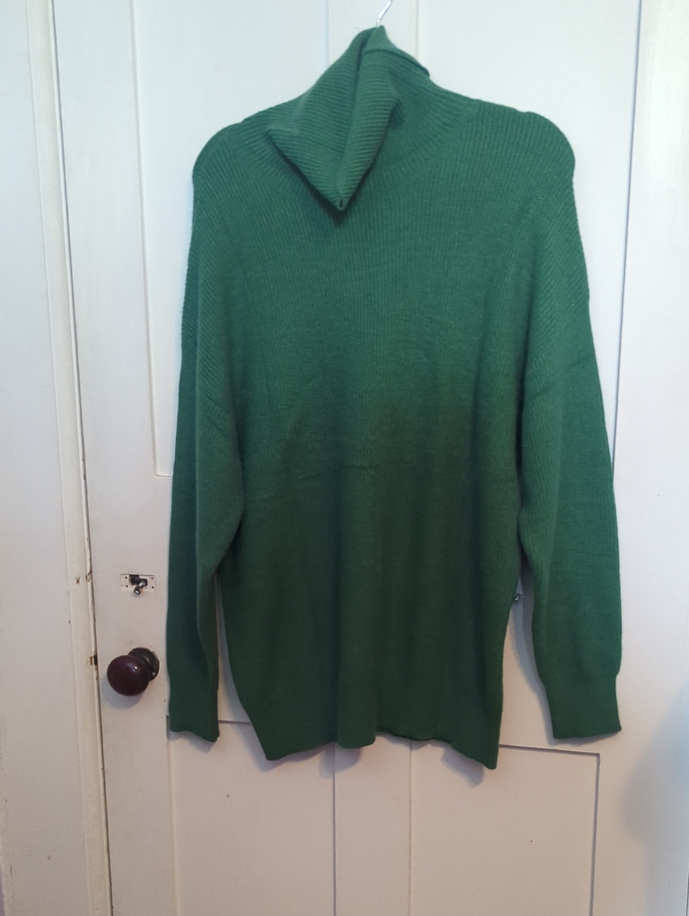 Soft green turtleneck drop shoulder knit sweater. NWOT.